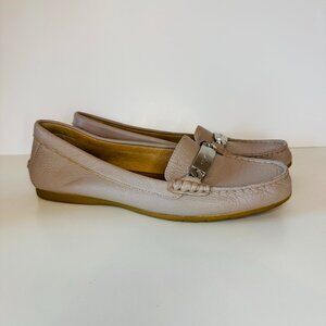 Coach Olive Slip On Loafers Womens 8B Tan Silver Hardware A7751 8009354